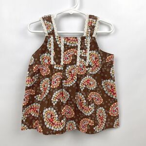 NWT Gymboree Island Getaway Girls Size 5 Brown Floral Paisley Lace Tank Top 2007